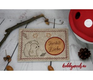 ITH Stickdatei - Mug Rug Herbstliebe Igelchen